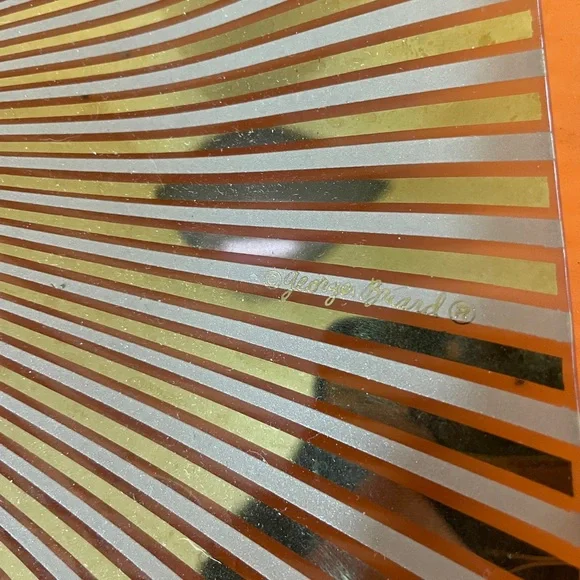 MCM Georges Briard Glass Plate Platter 24k Mid Century Gold Partridges - Picture 2 of 3